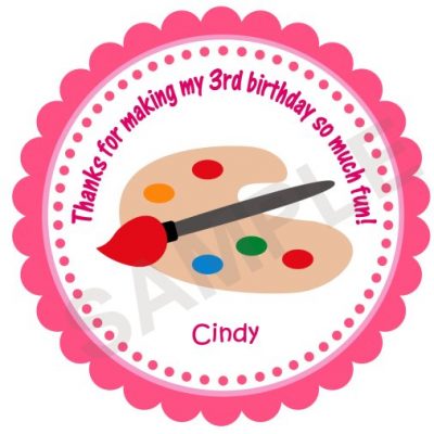 Paint Palette Personalized Stickers - Pink