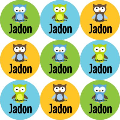Adorable Owl Boy Round Personalized Name Labels