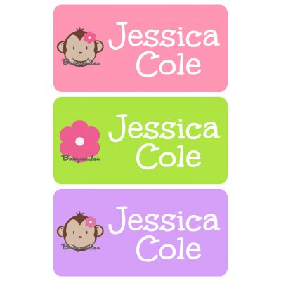 Adorable Monkey Girl Clothing Tag Labels