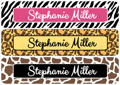 Animal Print Rectangle Personalized Name Labels
