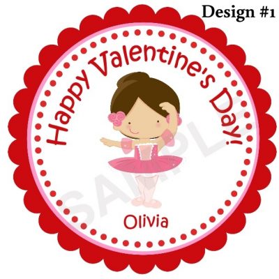 Valentine's Day Ballerina Personalized Stickers