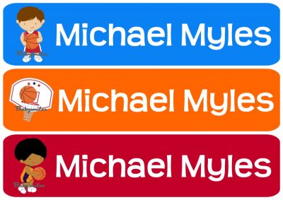 Basketball Allstars Rectangle Personalized Name Labels