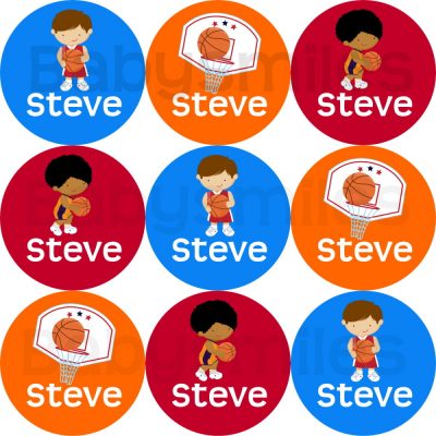 Basketball Round Personalized Name Labels
