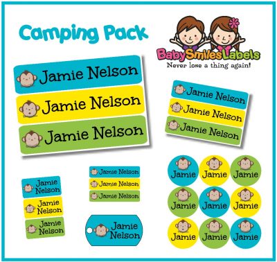Adorable Monkey Boy Camp Labels Pack