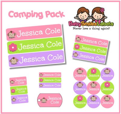 Adorable Monkey Girl Camp Labels Pack