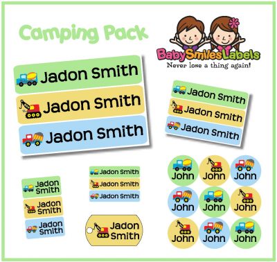 Construction Trucks Camp Labels Pack