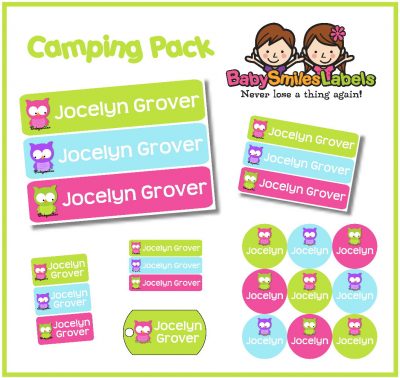 Cute Owl Girl Camp Labels Pack