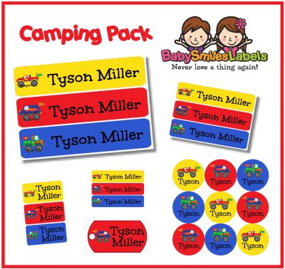 Monster Truck Camp Labels Pack