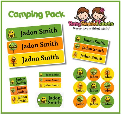 Tree Owl Boy Camp Labels Pack