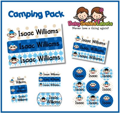 Sock Monkey Boy Camp Labels Pack
