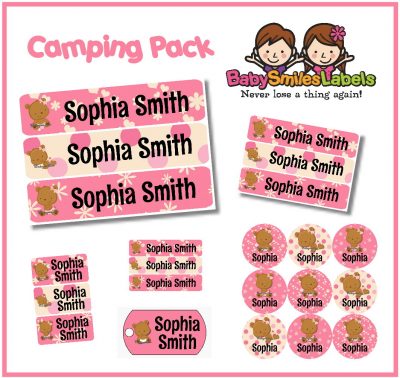 Teddy Bear Girl Camp Labels Pack
