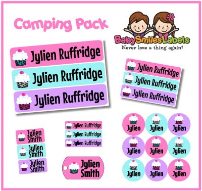 Zebra Print Cupcakes Camp Labels Pack