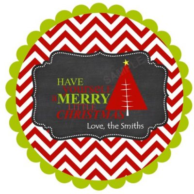 Chevron Christmas Tree Personalized Stickers