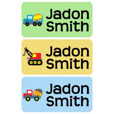 Construction Truck Clothing Tag Labels