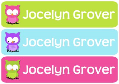 Cute Owl Girl Rectangle Personalized Name Labels