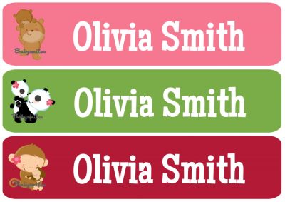 Cute Animal Family Rectangle Personalized Name Labels
