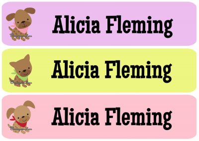 Cutie Dog Girl Rectangle Personalized Name Labels