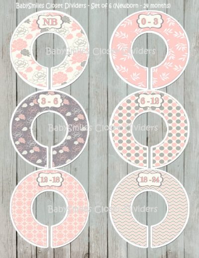 Custom Closet Dividers - Newborn to 24 Months - Sassy Chic Pink Grey Patterns 101