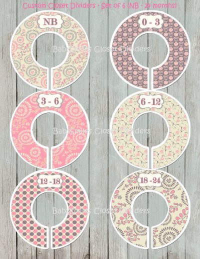 Custom Closet Dividers - Newborn to 24 Months - Beautiful Blooms and Flowers Patterns 103