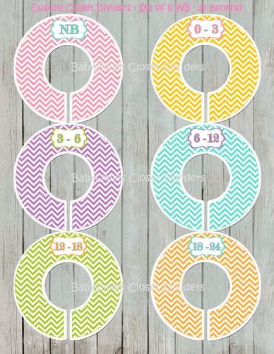 Custom Closet Dividers - Newborn to 24 Months - Beautiful Colorful Girl Chevron Pattern 110
