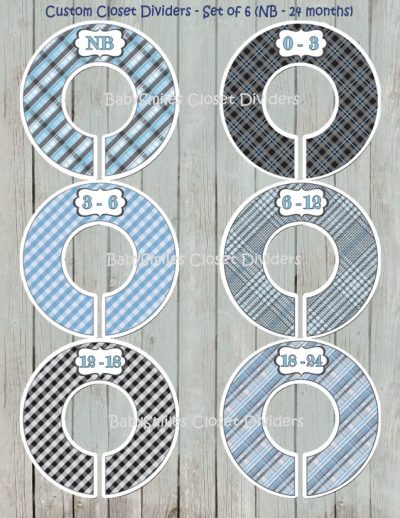 Custom Closet Dividers - Newborn to 24 Months - Nice Blue and Black Plaid Patterns 112