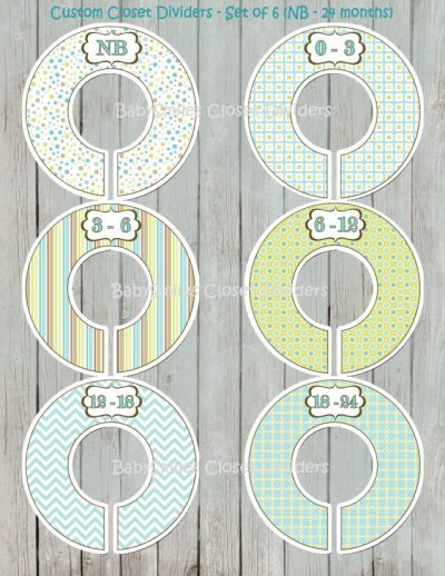 Custom Closet Dividers - Newborn to 24 Months - Sweet Green and Turquoise Patterns 114