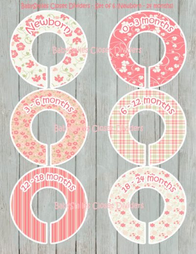 Custom Closet Dividers - Newborn to 24 Months - Beautiful Pink Green Floral Patterns 118