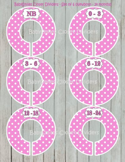 Custom Closet Dividers - Newborn to 24 Months - Pink Polka Dots 119