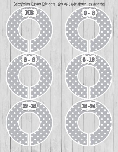 Custom Closet Dividers - Newborn to 24 Months - Grey Polka Dots 121