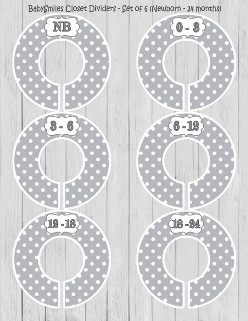 Custom Closet Dividers - Newborn to 24 Months - Grey Polka Dots 121