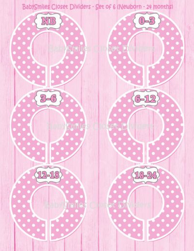 Custom Closet Dividers - Newborn to 24 Months - Baby Pink Polka Dots 123