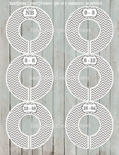Custom Closet Dividers - Newborn to 24 Months - Grey Chevron Patterns 130