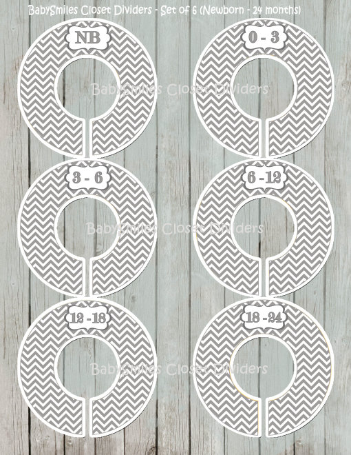 Custom Closet Dividers - Newborn to 24 Months - Grey Chevron Patterns 130