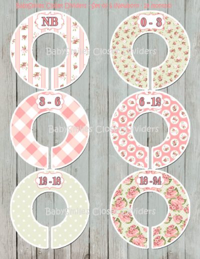 Custom Closet Dividers - Newborn to 24 Months - Shabby Chic Roses - 133