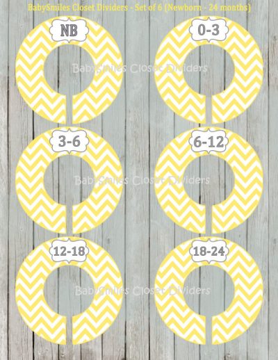Custom Closet Dividers - Newborn to 24 Months - Yellow Chevron Pattern 135