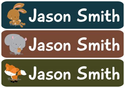 Cute Forest Animals Rectangle Personalized Name Labels