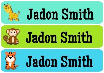 Happy Safari Rectangle Iron On Clothing Labels