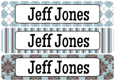 Blue Designs Rectangle Personalized Name Labels