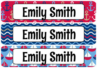 Nautical Rectangle Personalized Name Labels
