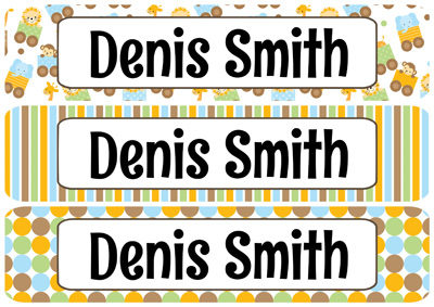 Lil Boy Animals Rectangle Personalized Name Labels