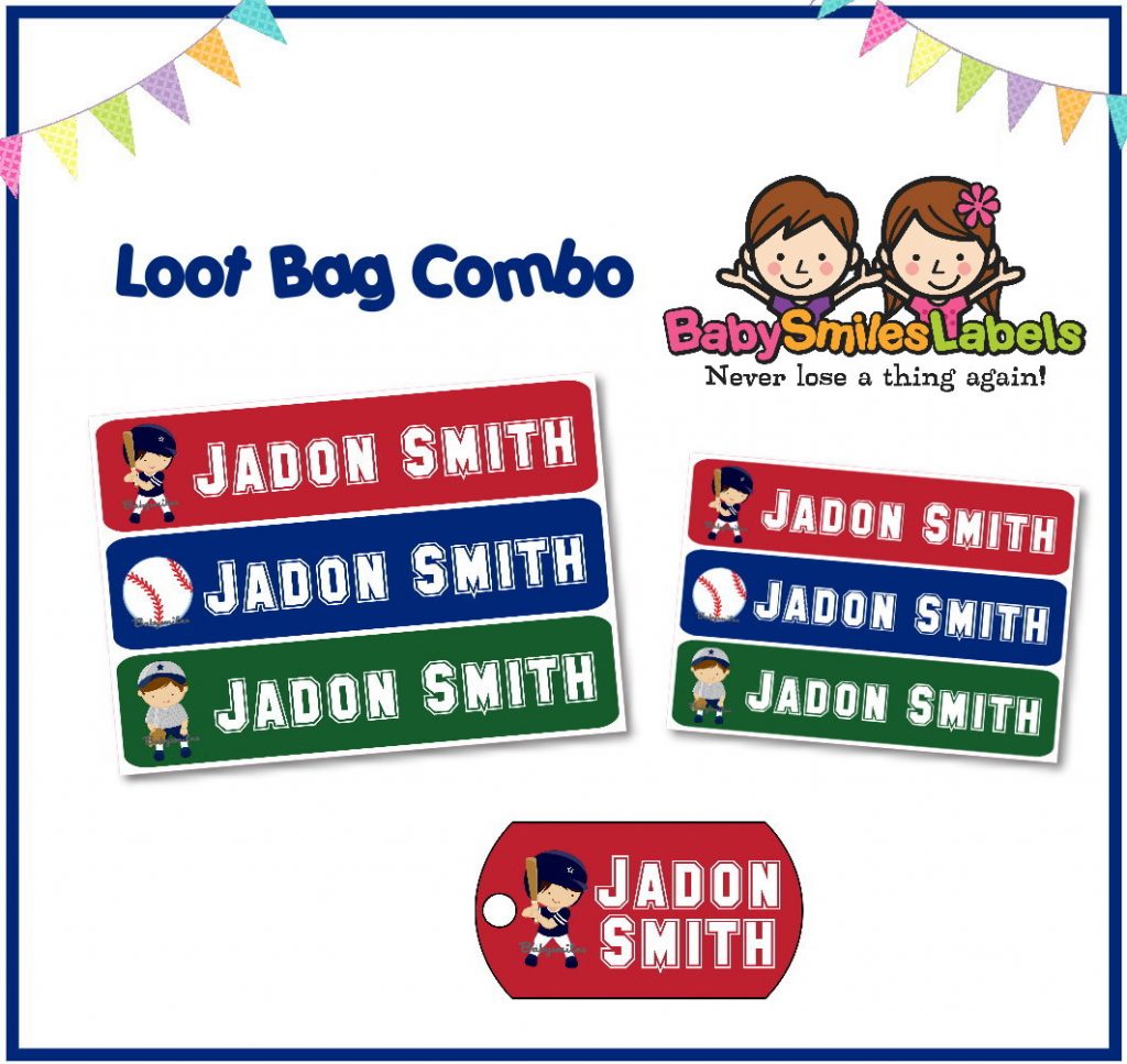Baseball Allstars Loot Bag Combo Baby Smiles Labels