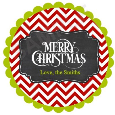 Chevron Merry Christmas Personalized Stickers