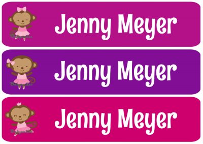 Monkey Ballet Rectangle Personalized Name Labels