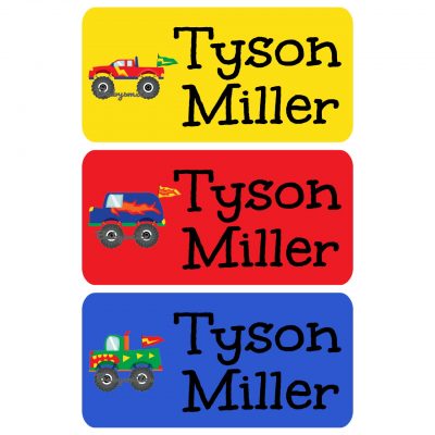 Monster Truck Clothing Tags Labels