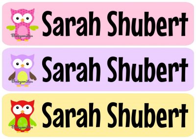 Owl Girl Rectangle Personalized Name Labels