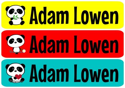 Panda Love Rectangle Personalized Name Labels