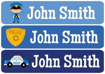 Police Heros Rectangle Personalized Name Labels