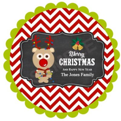 Cute Chevron Reindeer Personalized Stickers