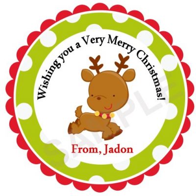 Cute Polka Dot Reindeer Personalized Stickers