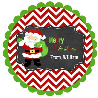 Cute Santa Chevron Personalized Stickers
